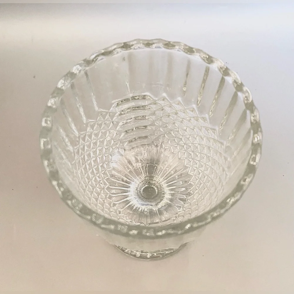 Vintage Indiana Glass Diamond Point Goblet 6” Vase Clear Pressed Glass Chalice